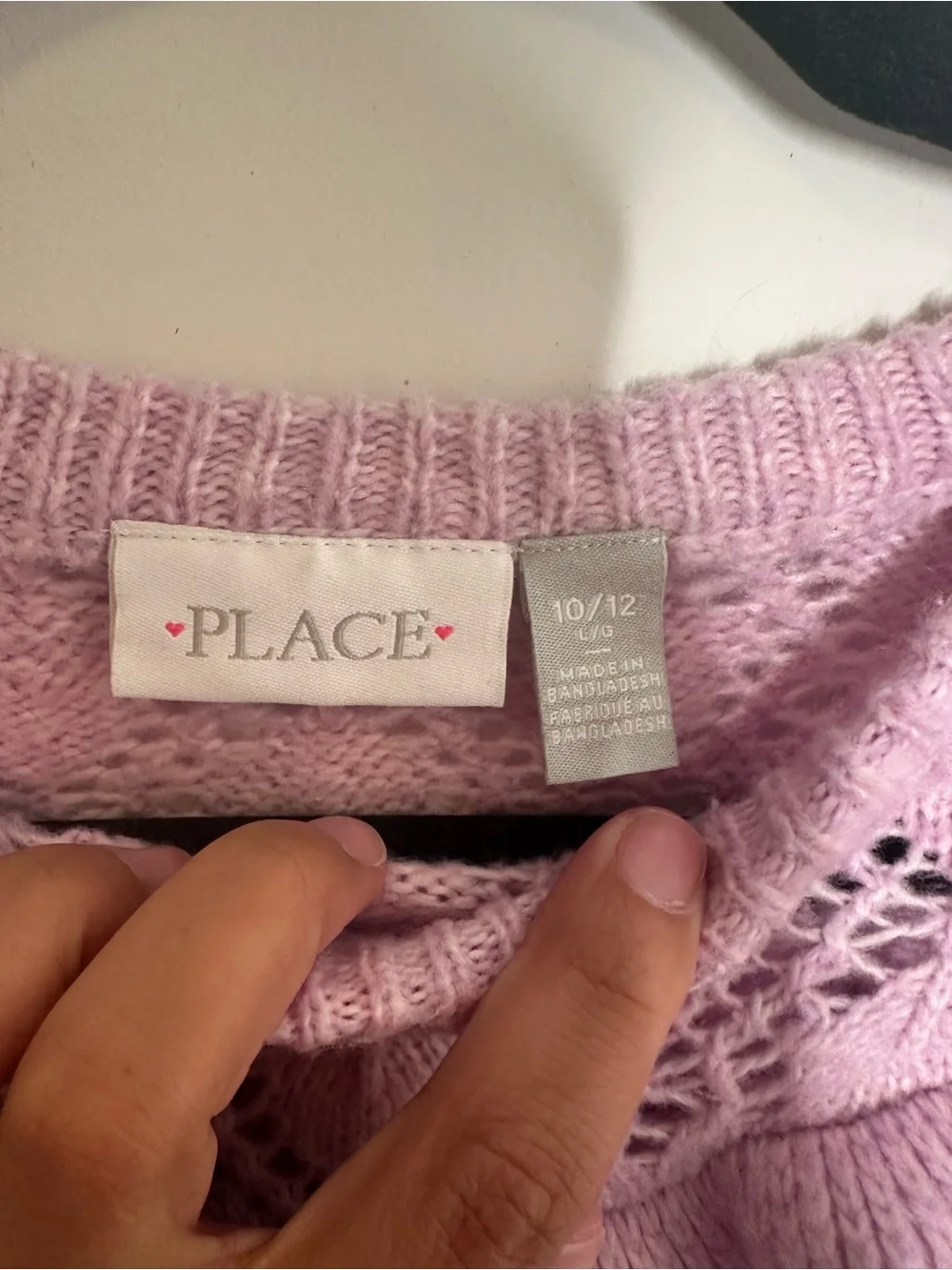 The Children’s Place Girls Lavender Pointelle Ruffle Sweater Size 10/12